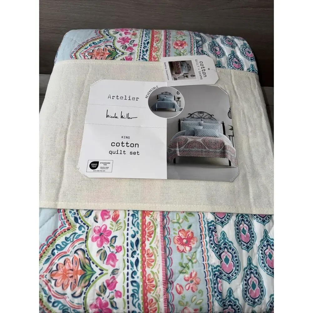 Nicole Miller Cotton Reversible King Quilt & Shams